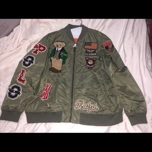 Ralph Lauren Polo Olive Bomber Jacket with Patches